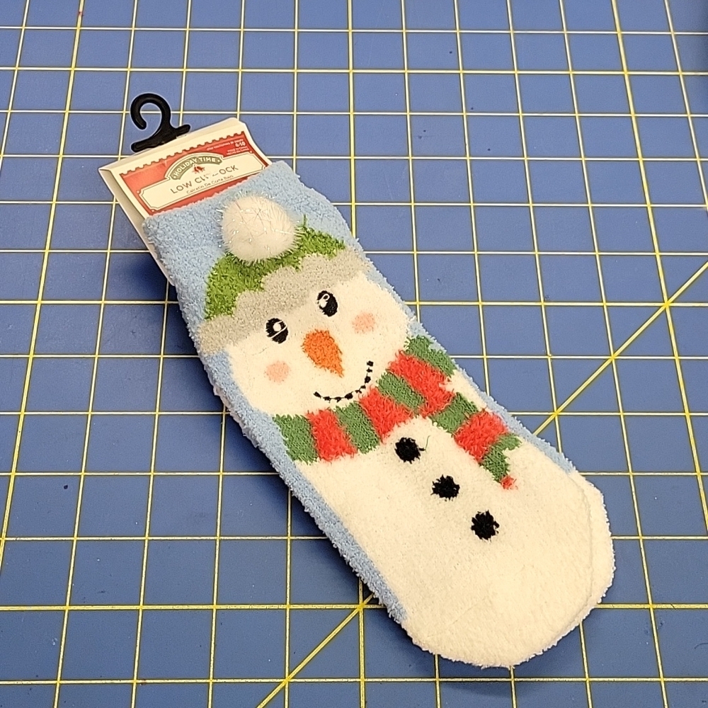 Holiday Time Low Cut Sock Sz 4-10 Snowman